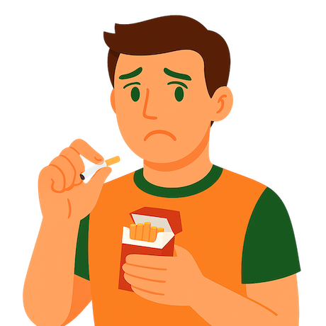 Reprise cigarette après arrêt chez Tom, illustrant une rechute fréquente après le sevrage du tabac