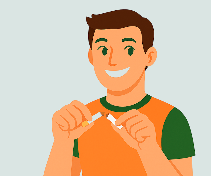 Tom casse une cigarette pour un sevrage tabagique facile